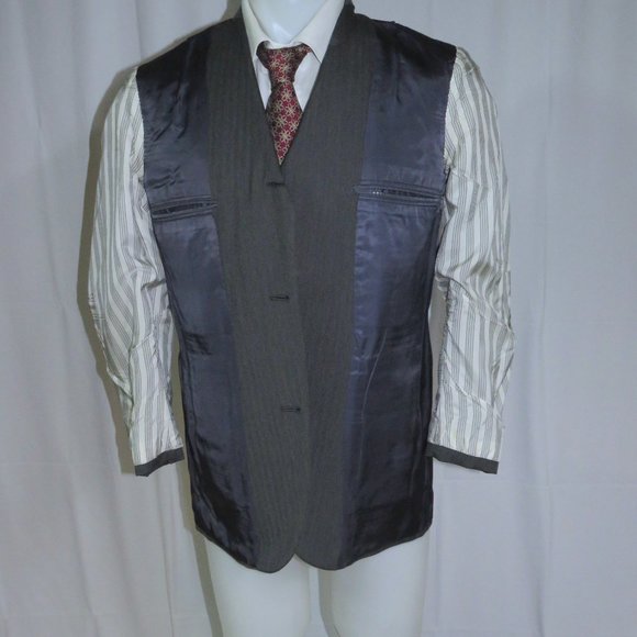 Brooks Brothers Makers Vintage Gray Herringbone Three Roll Two Suit 40R - Picture 10 of 15